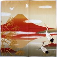 'Red Fuji' with cranes design Japanese furoshiki wrapping cloth