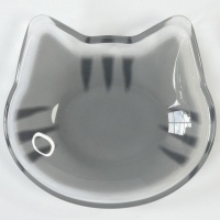 Grey tabby cat small glass plate